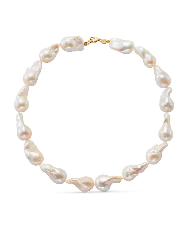 Collar Golden Nugget blanco, plata dorada