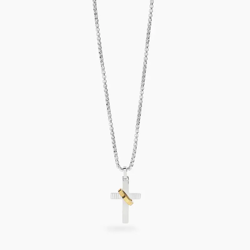 Collar Kidult de acero con cruz 851084