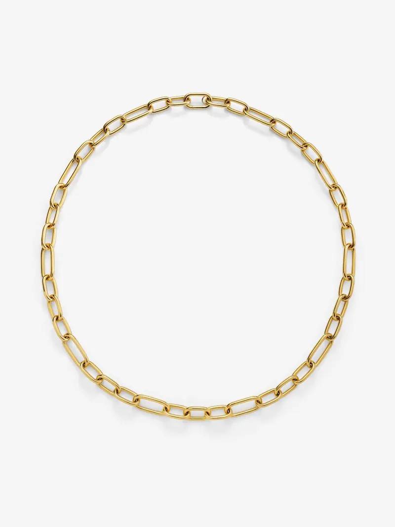Collar largo de eslabones grandes de oro amarillo de 18K
