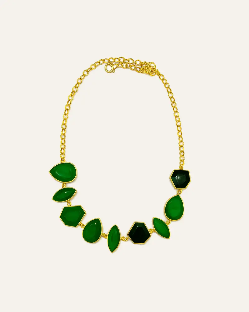 Collar Nahara Dorado Ónix Verde