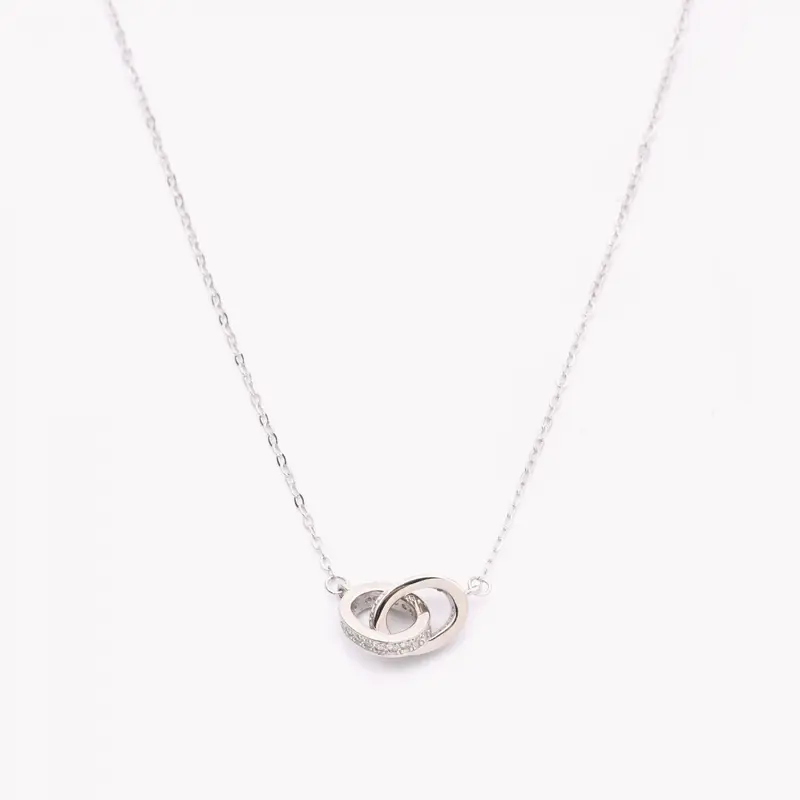 Collar plata S925 anillos entrelazados y brillantes - mbyou