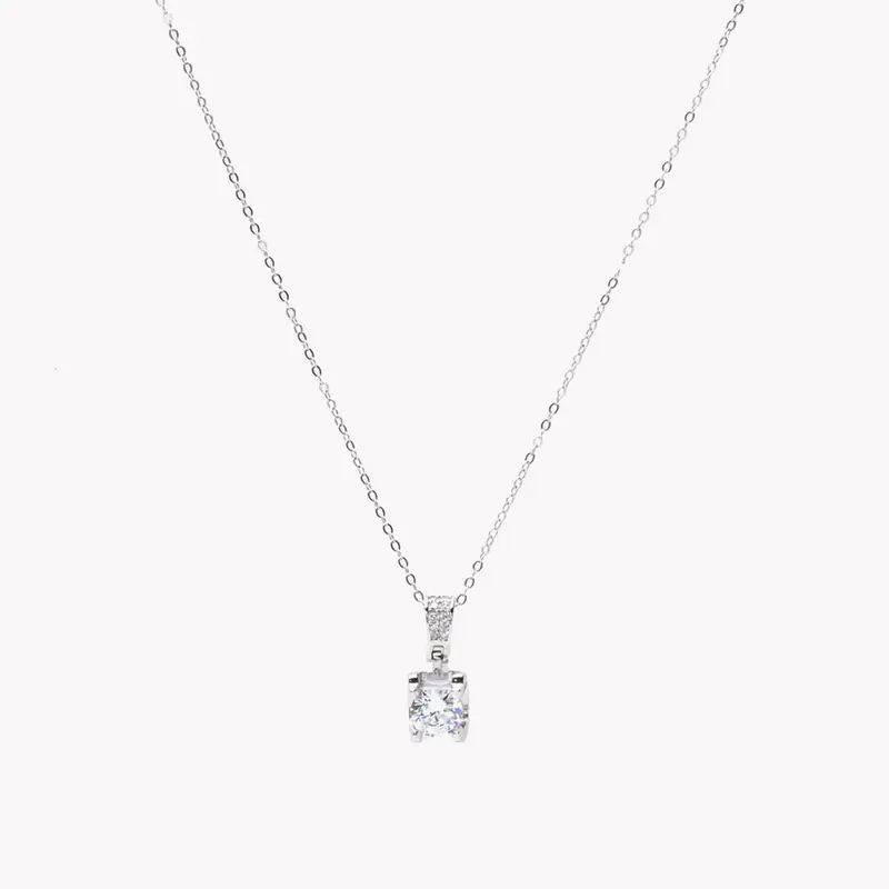 Collar plata S925 con circonita grande y circonitas brillantes acabado plata - mbyou