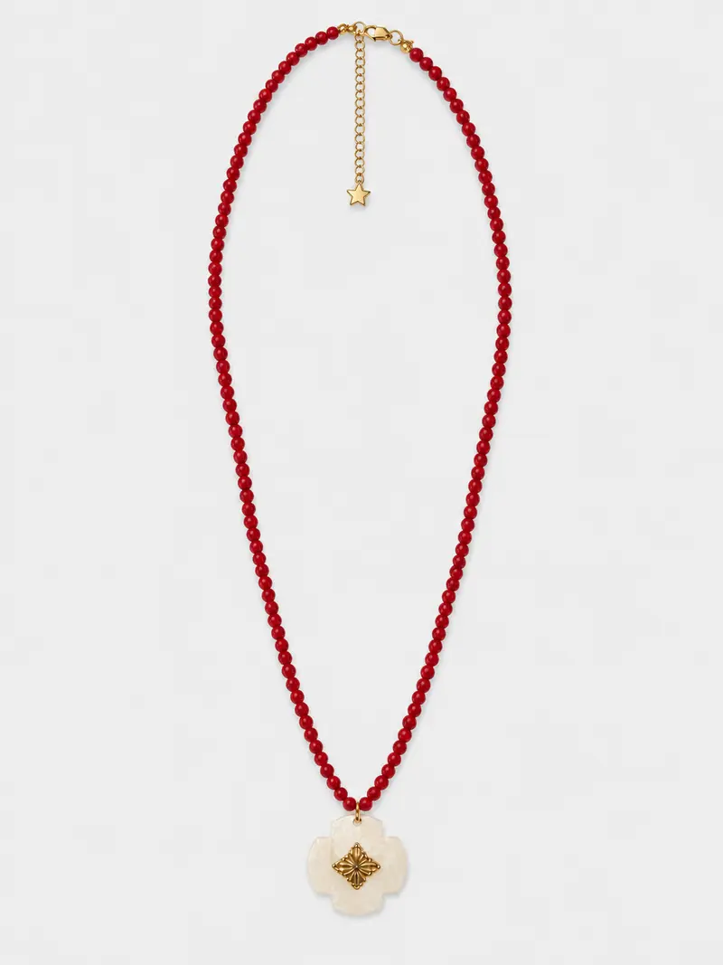 Collar Rafaella coral y hueso