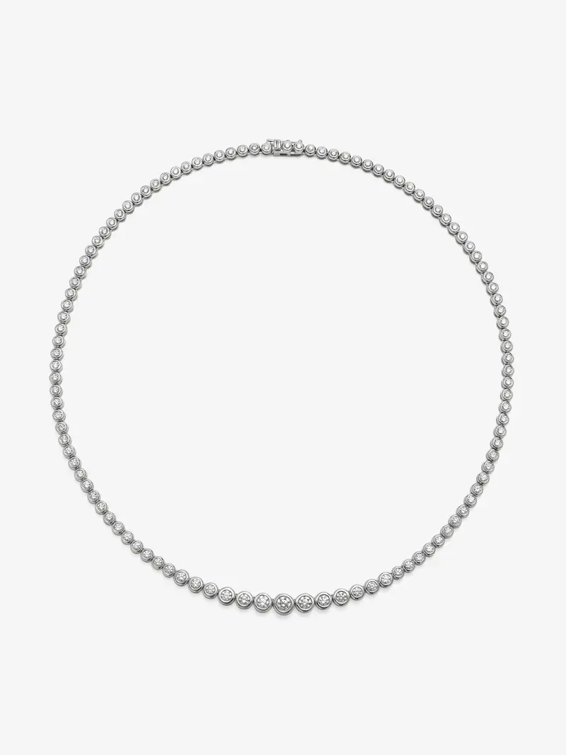 Collar rivière de oro blanco de 18K con 110 diamantes en talla brillante con un total de 4,89 cts