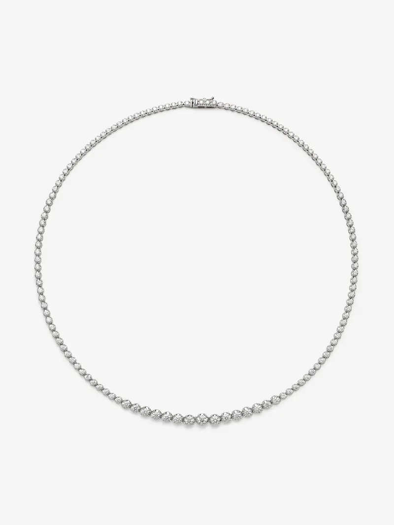 Collar rivière de oro blanco de 18K con 132 diamantes en talla brillante con un total de 4,9 cts