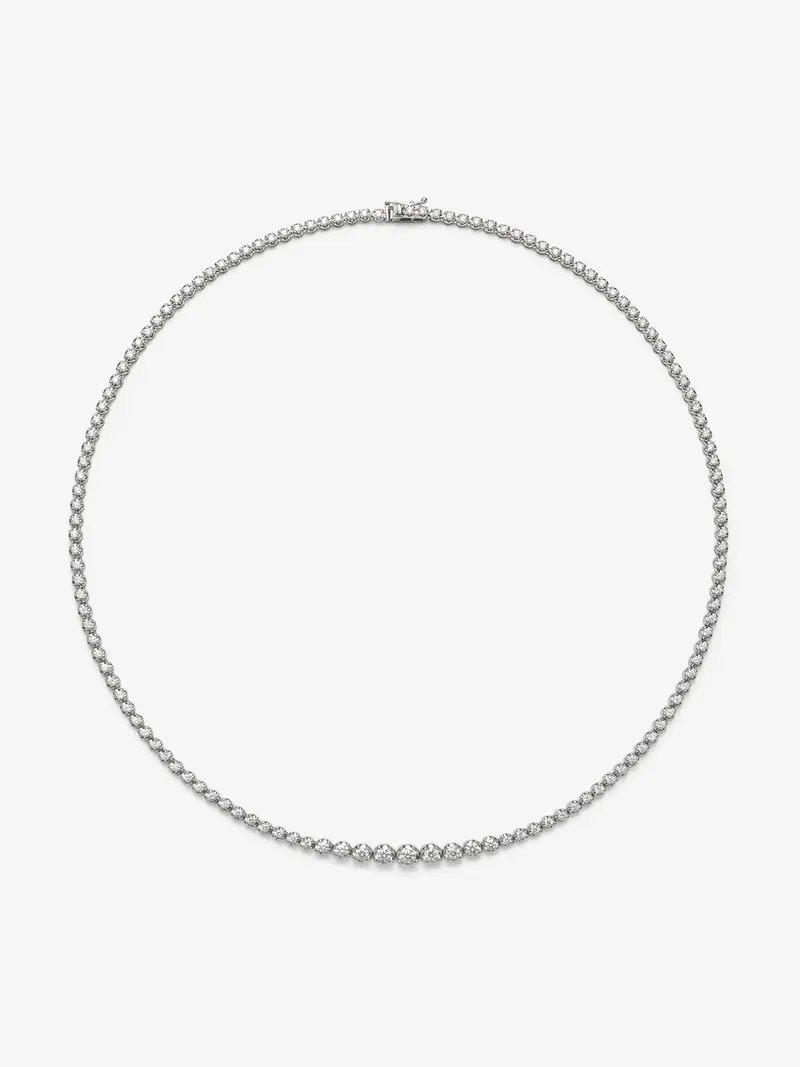 Collar rivière de oro blanco de 18K con 134 diamantes en talla brillante con un total de 2,86 cts