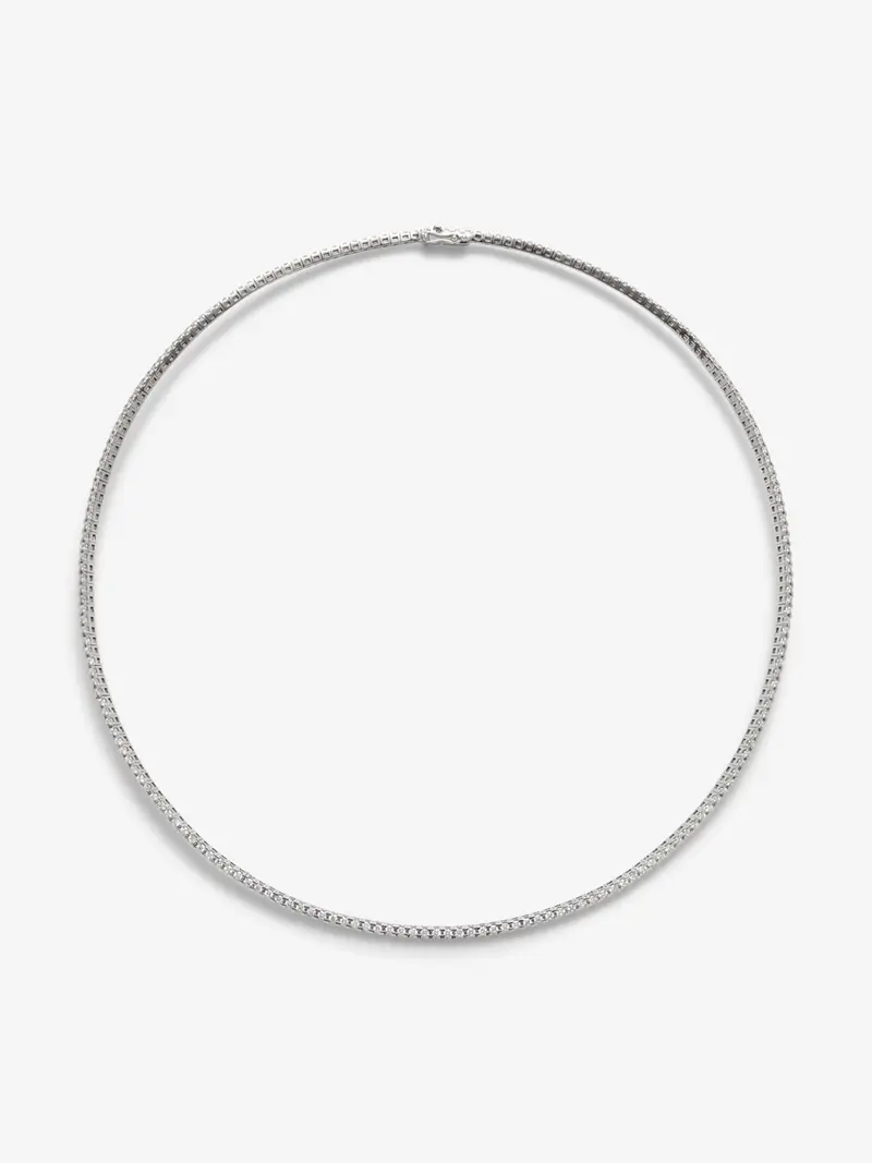 Collar rivière de oro blanco de 18K con 207 diamantes en talla brillante con un total de 3,06 cts