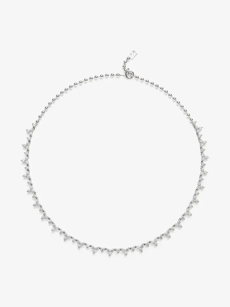 Collar rivière de oro blanco de 18K con 97 diamantes en talla brillante con un total de 5,33 cts
