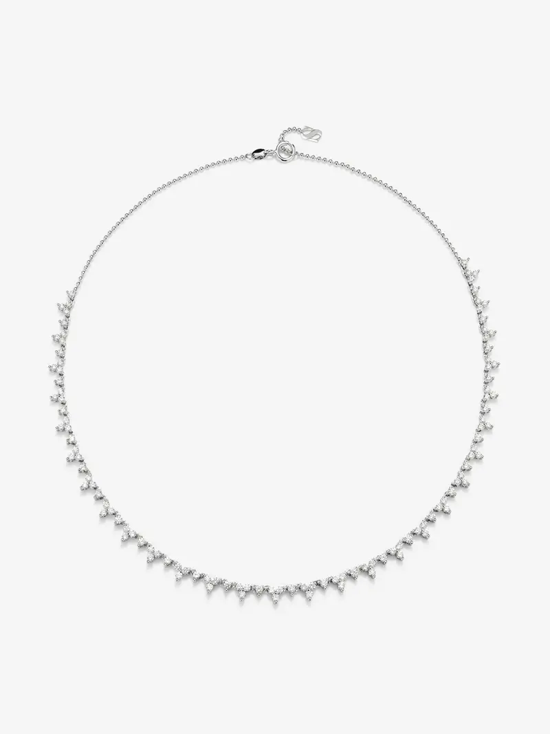 Collar rivière de oro blanco de 18K con diamantes blancos en talla brillante de 3,3 cts