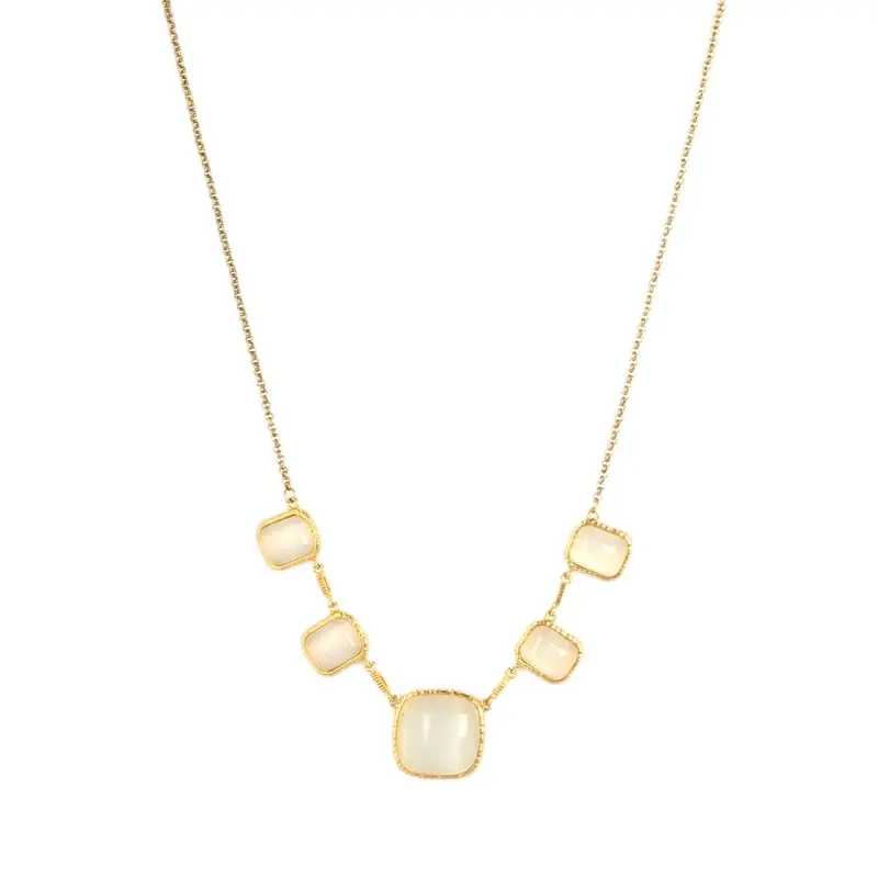 Collar semijoya cinco piedras blancas bañado en oro 18Kt dorado - mbyou