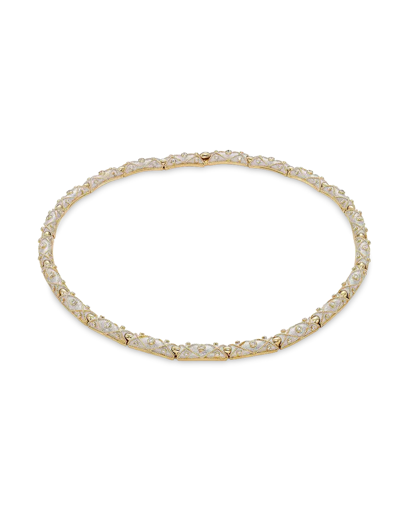 Collar Timbal diamantes, oro bicolor