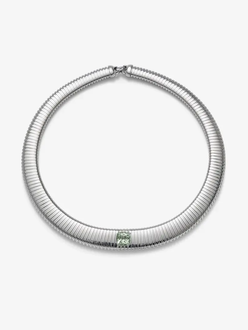 Collar tubogas de plata 925 con amatista verde