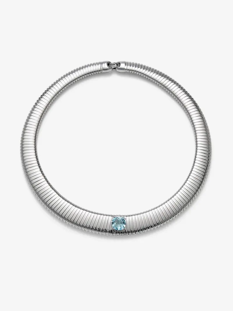 Collar tubogas de plata 925 con topacio azul Sky