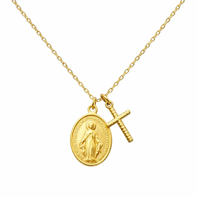 Collar VIRGEN MILAGROSA CRUZ DORADO