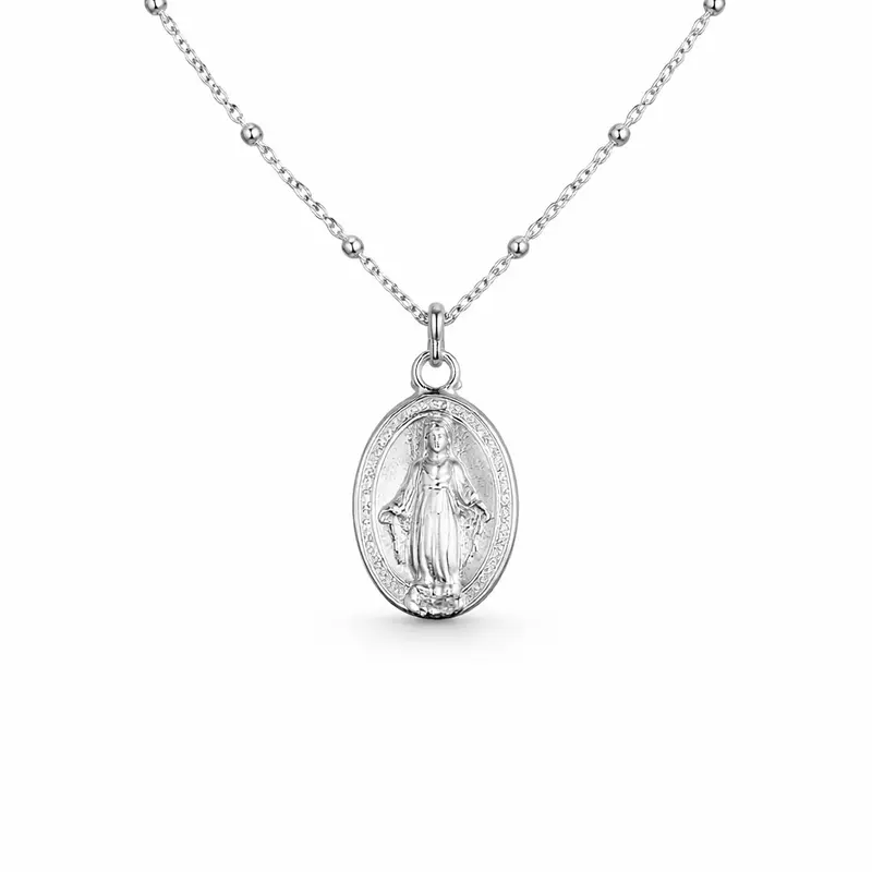 Collar VIRGEN MILAGROSA PLATEADO