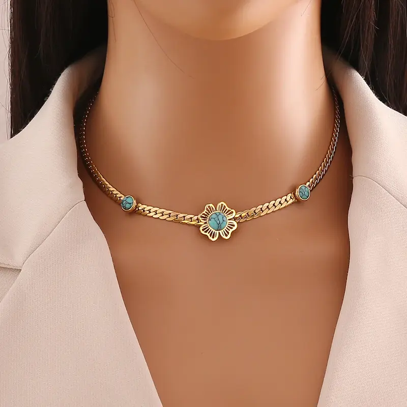 Collares acero inoxidable con flores