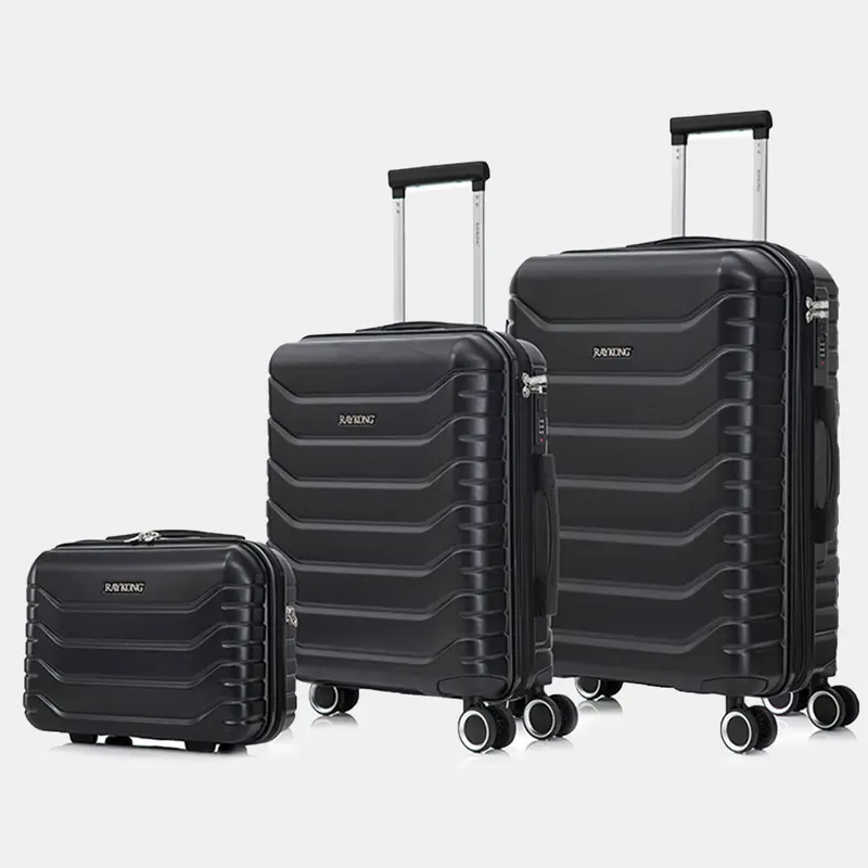 Conjunto de 3 Maletas|Neceser 29x35x16.50cm|Maleta Cabina ABS+PC 55x40x20cm|Mediana Expandible 20kg-23kg - 66x45x27.50-30cm | Negro