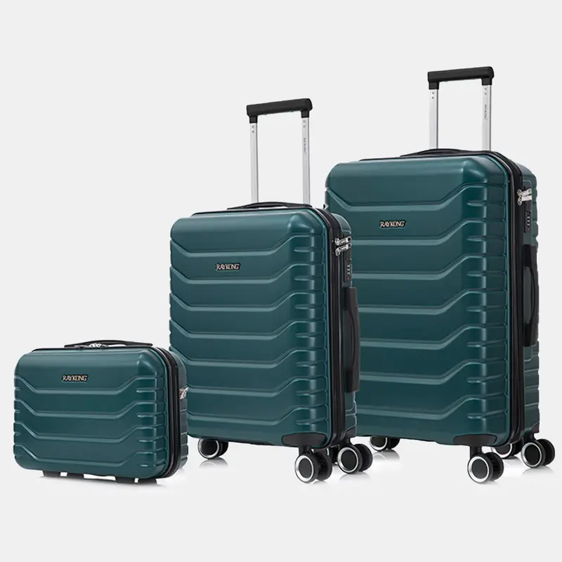 Conjunto de 3 Maletas|Neceser 29x35x16.50cm|Maleta Cabina ABS+PC 55x40x20cm|Mediana Expandible 20kg-23kg - 66x45x27.50-30cm | Verde
