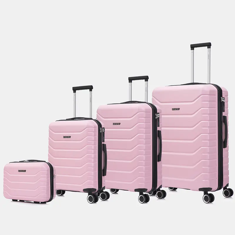 Conjunto de 4 Maletas ABS+PC|Neceser 29cm|Cabina 55x40x20cm|Mediana Expandible 20kg-23kg - 66x45x27.50-30cm|Grande Expandible 23kg-25kg - 75x49x31-33.50cm | RosaClaro
