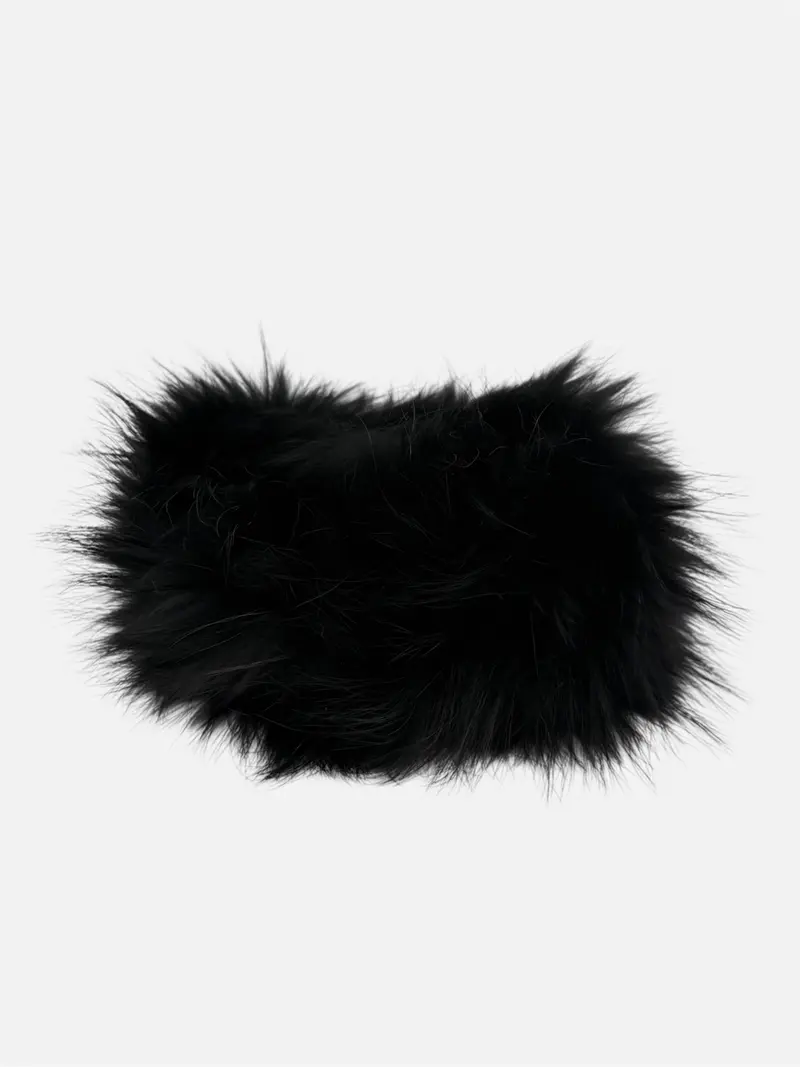 Cuello de pelo natural Negro circular