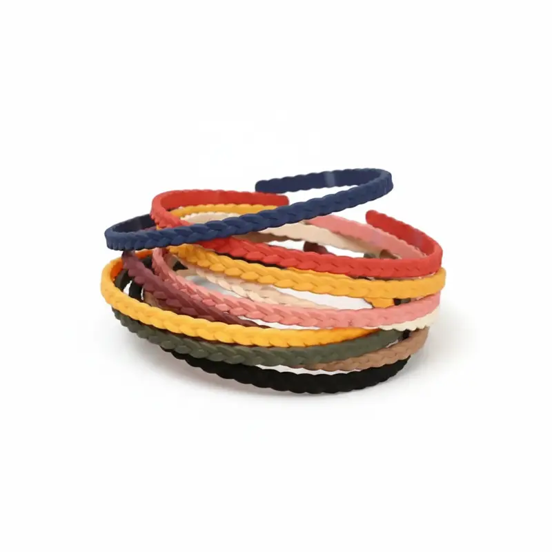 Diadema fina antideslizante con diseño trenzado y monocolor