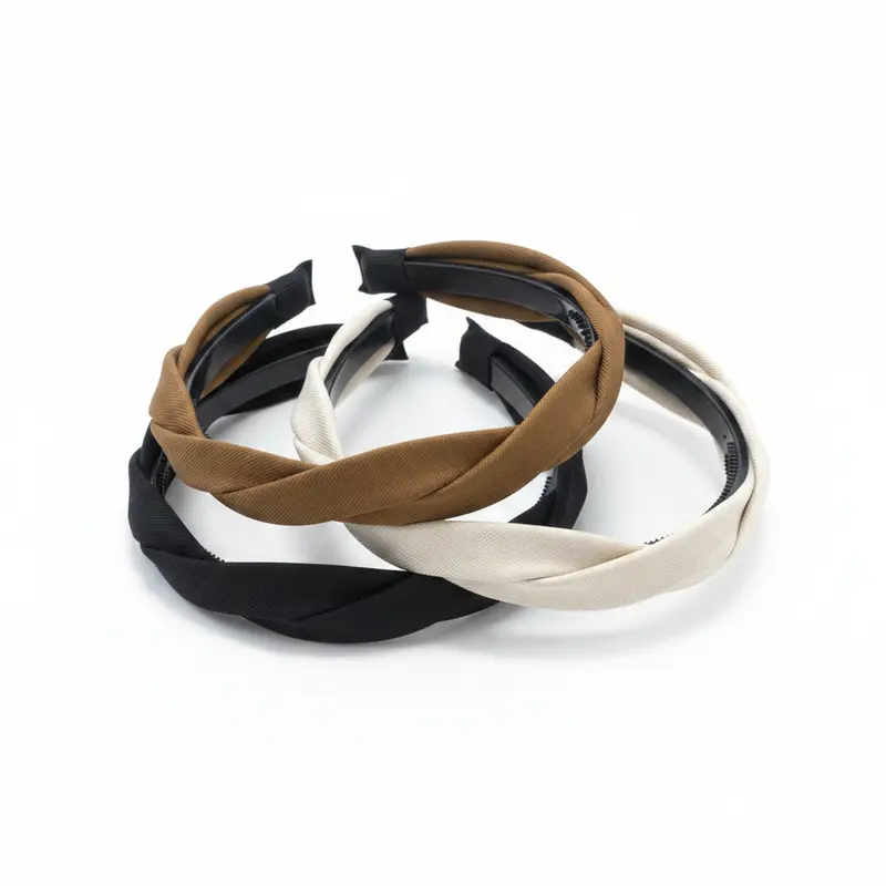 Diadema fina con diseño trenzado de tela en varios colores
