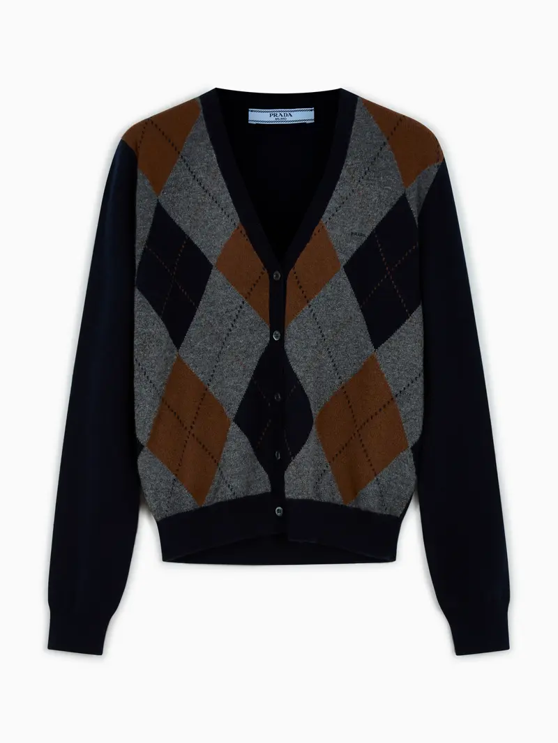Diamond-patterned cardigan
