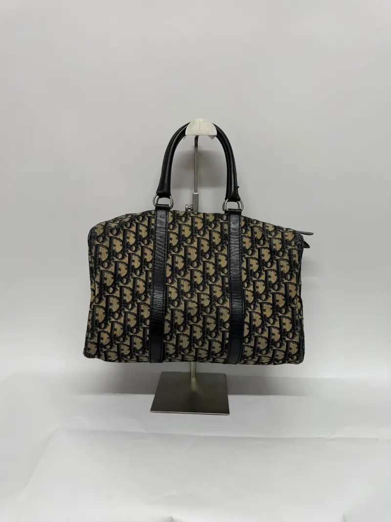 Dior Trotter Boston Bag Canvas x Leather Azul Marino