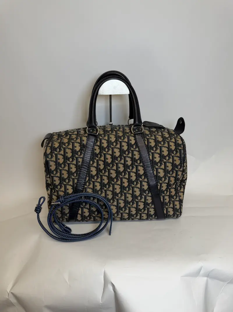 Dior Trotter Boston Lona y Piel Azul Marino