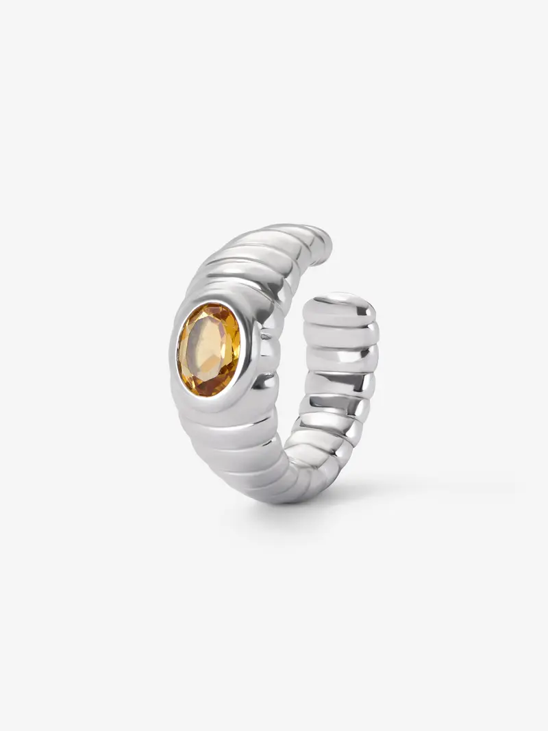 Earcuff de plata 925 con cuarzo citrino