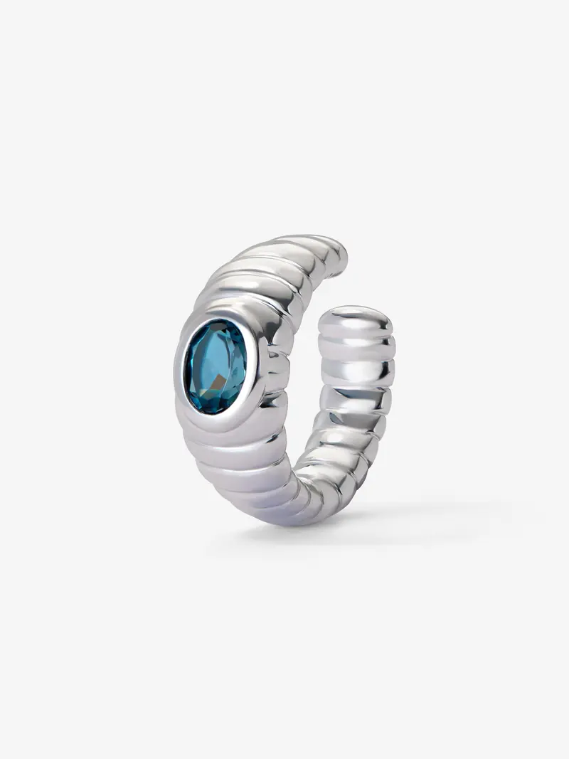 Earcuff de plata 925 con topacio azul London