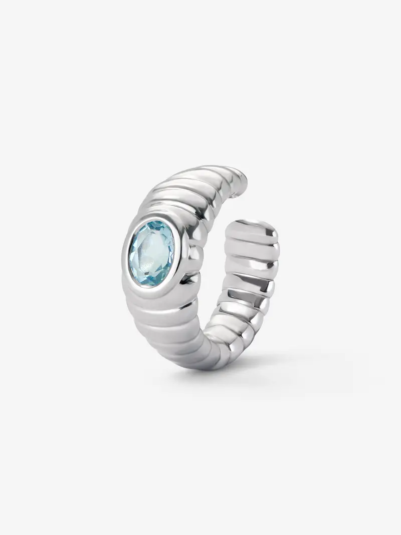 Earcuff de plata 925 con topacio azul sky