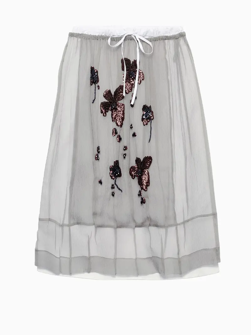 Embroidered midi skirt