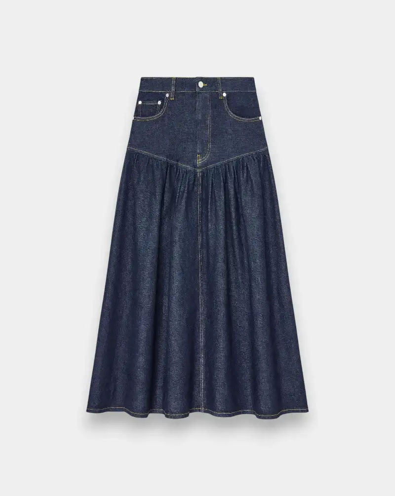 Falda Ganni Stretch Denim Long Skirt