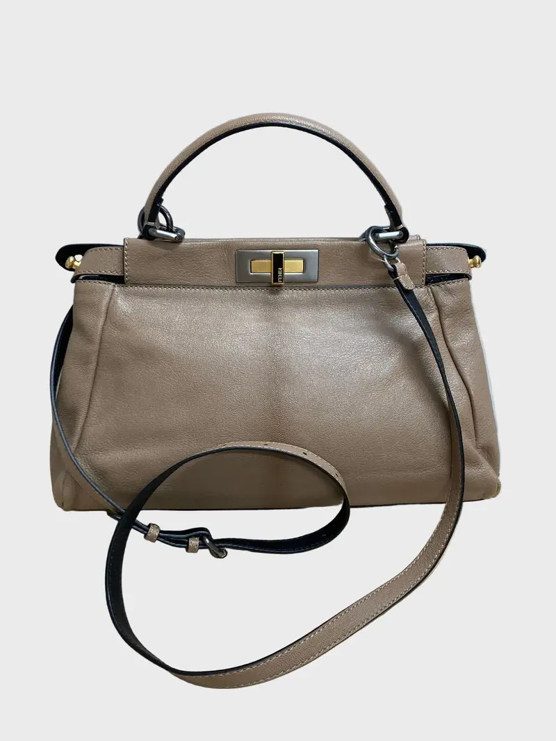 Fendi peekaboo Beige topo bandolera mediano