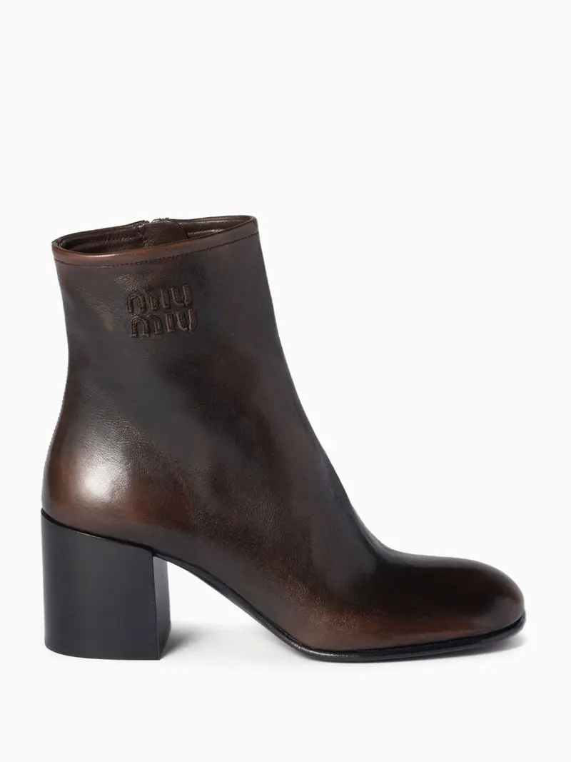 Fumé leather ankle boots