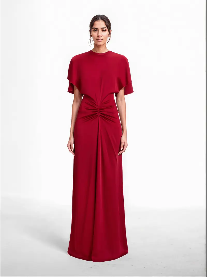 Gathered waist long dress