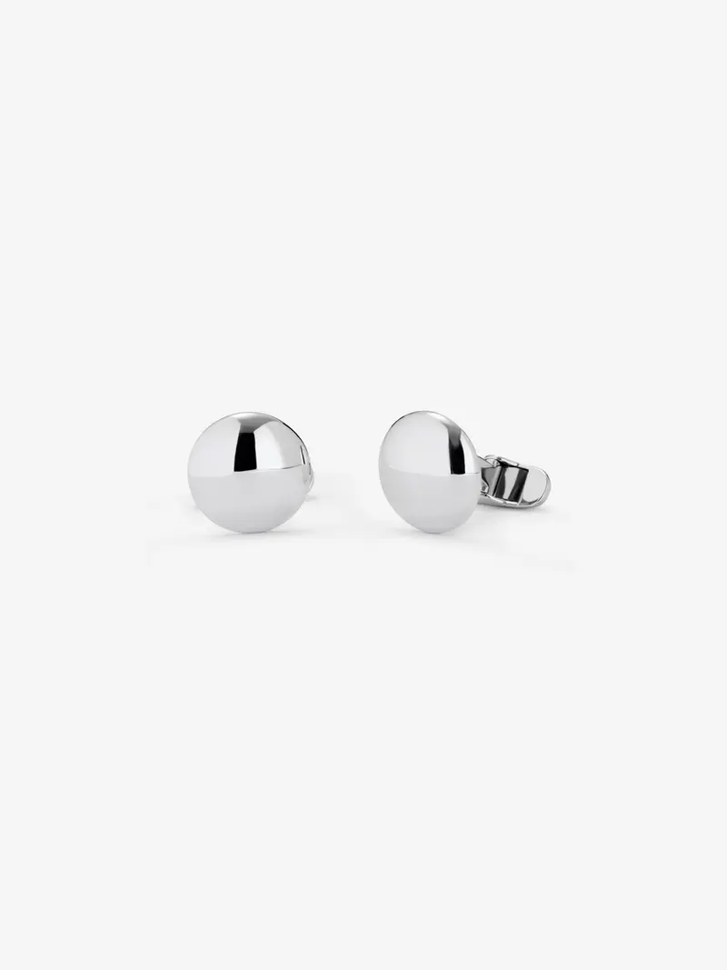 Gemelos de oro blanco de 18K con forma circular