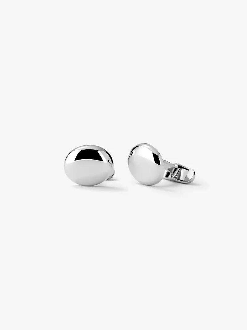 Gemelos de oro blanco de 18K con forma ovalada