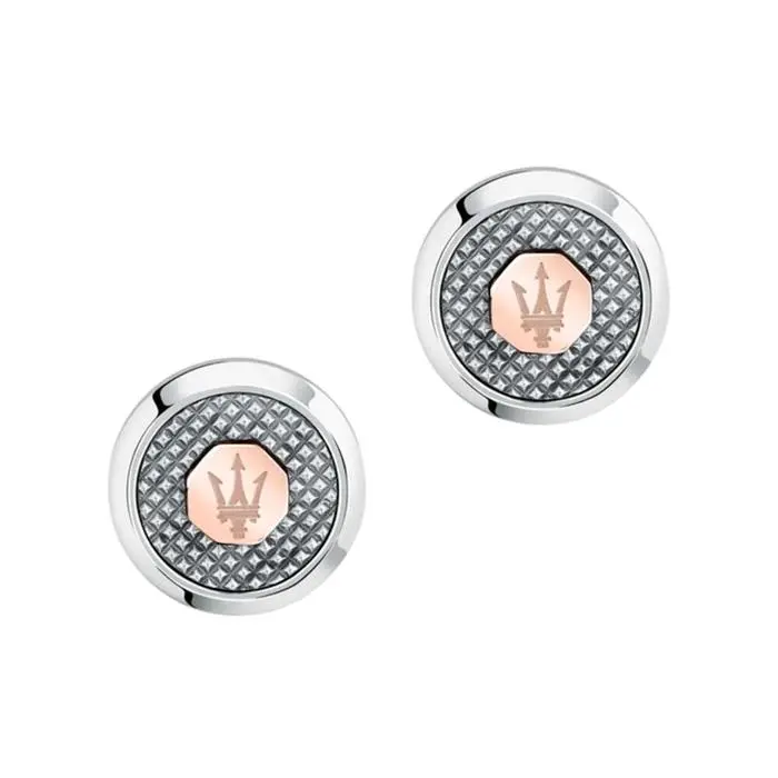 Gemelos Maserati Circulares Acero Inoxidable Plateado y Rosado JM223ATK20