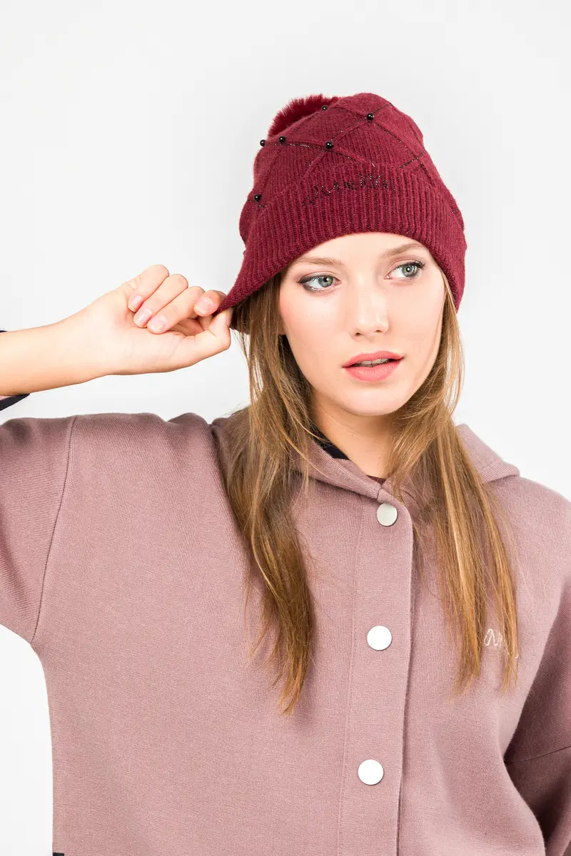 Gorro de punto burdeos