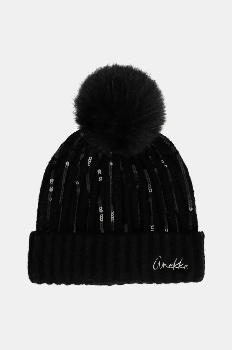 Gorro de punto negro con lentejuelas