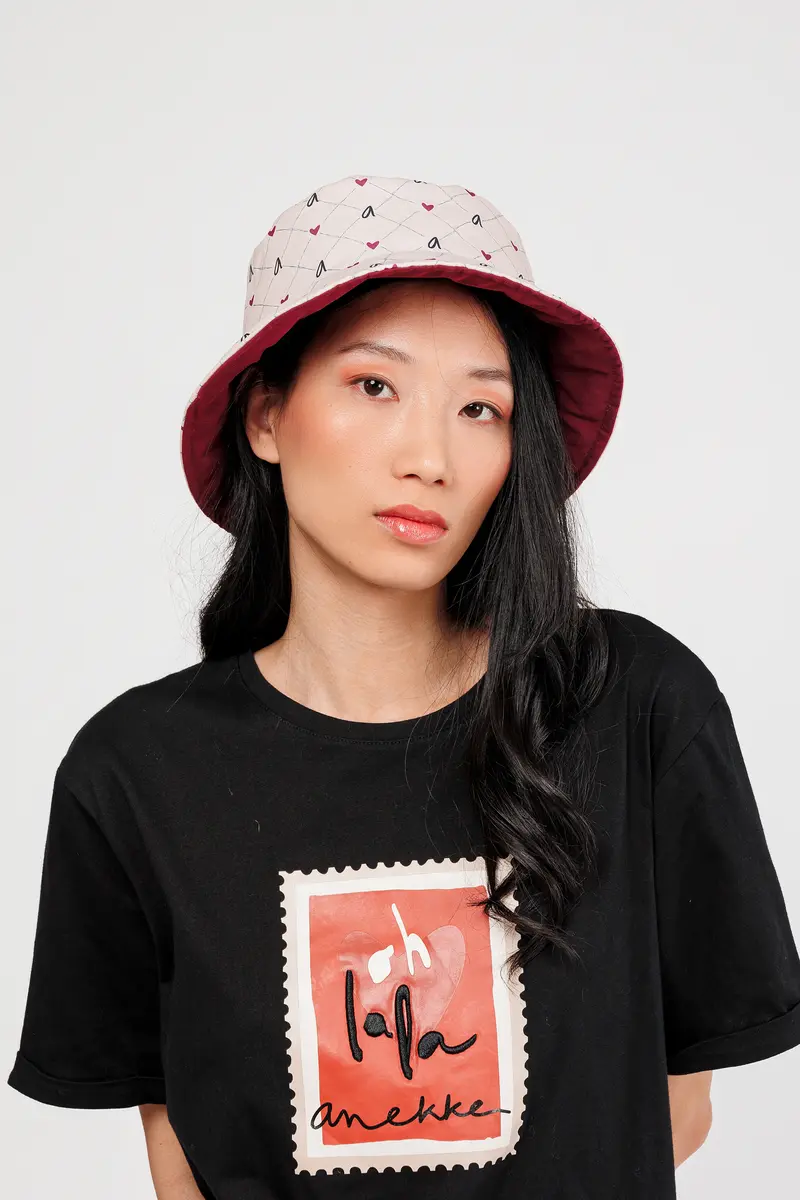 Gorro pescador reversible burdeos