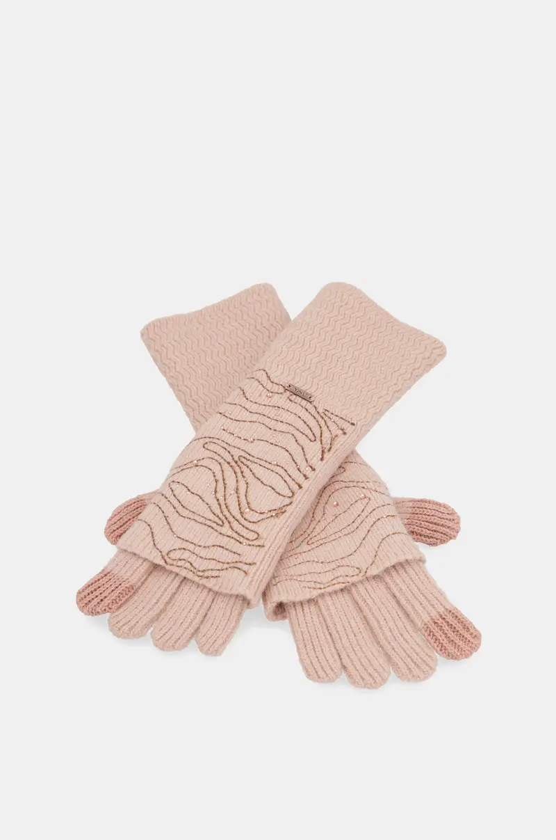 Guantes de punto beige