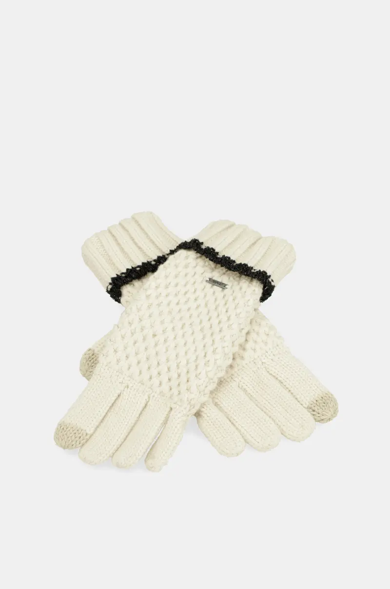 Guantes de punto beige