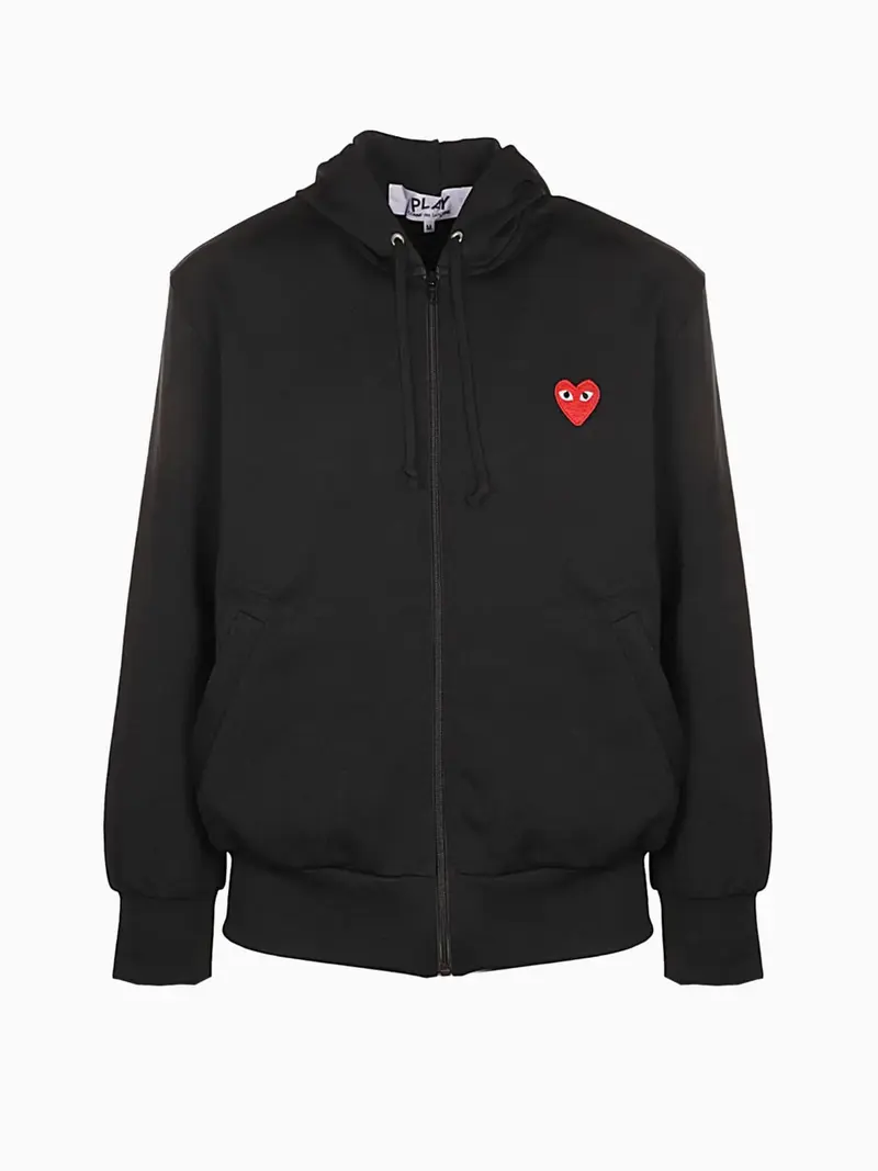 Heart-patch zip-up hoodie