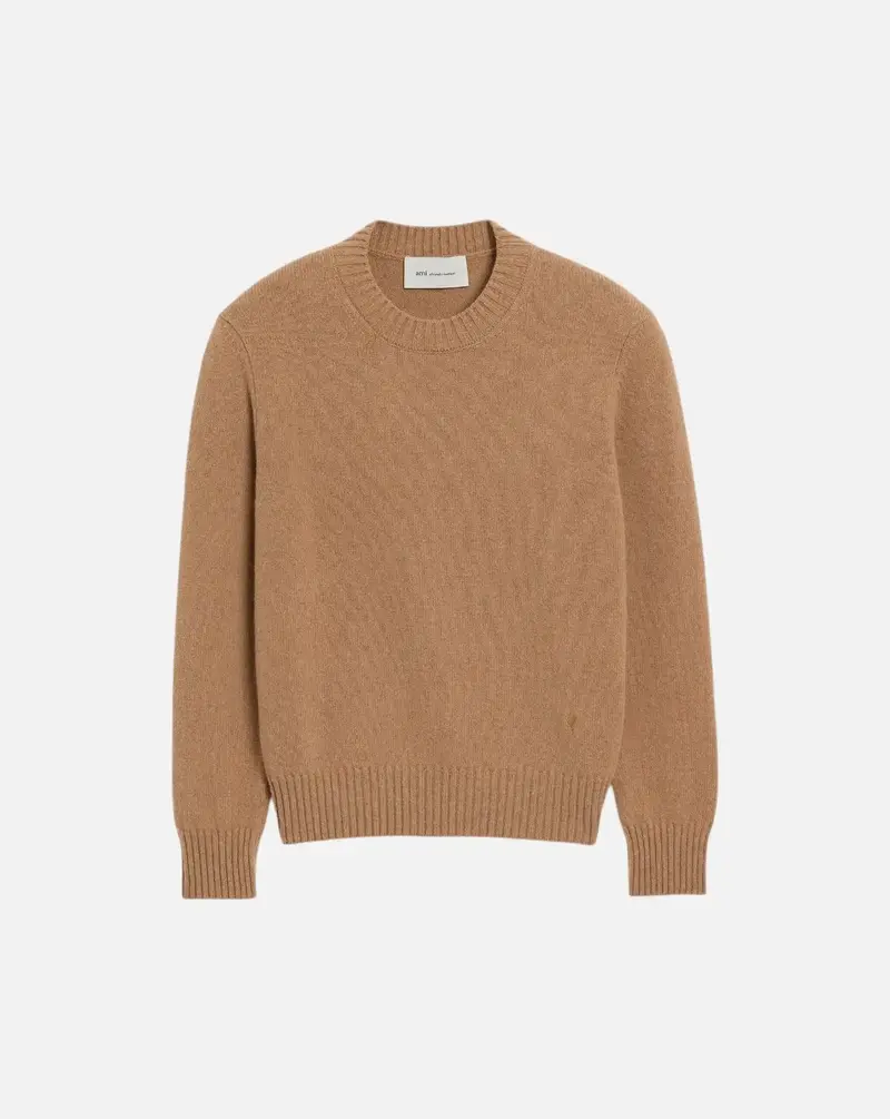 Jersey Ami Paris Crewneck Sweater with Tonal Ami de Coeur
