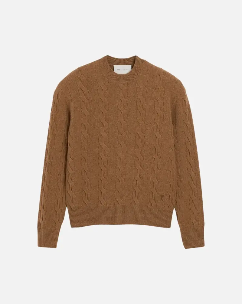 Jersey Ami Paris Crewneck Sweater with Tonal Ami de Coeur