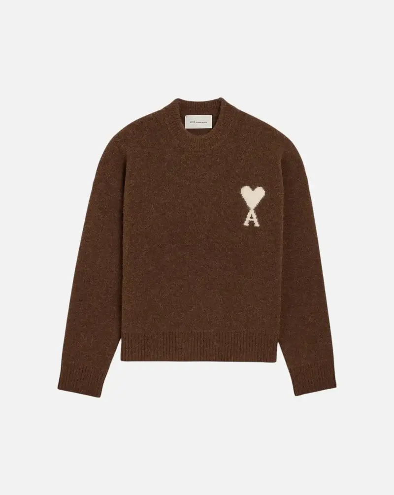 Jersey Ami Paris Quota Crewneck Sweater with Ami de Coeur