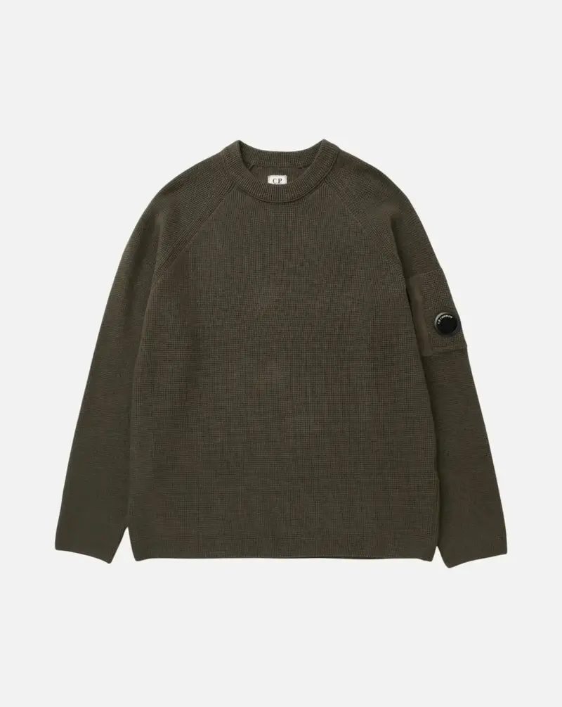 Jersey C.P. Company Waffle Knit Cotton Crewneck Lens Sweater